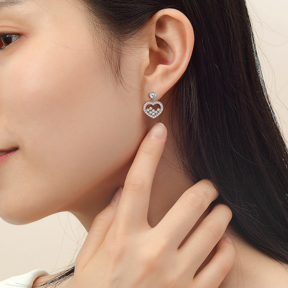 S925 Zircon Heart Silver Simple Stud Earrings