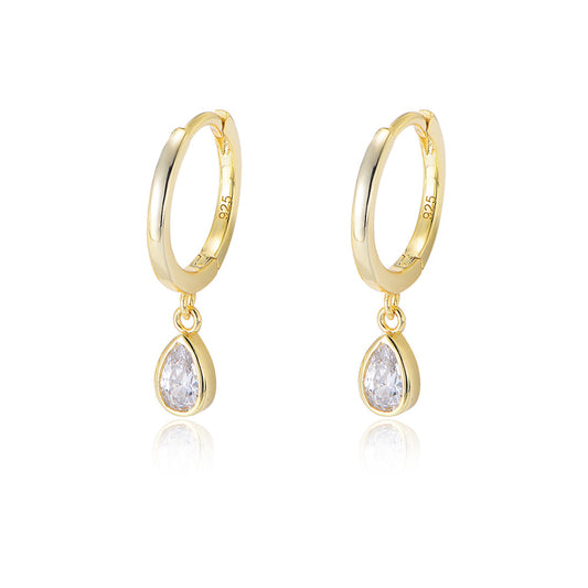S925 Sterling Silver Drop-shaped Zircon Earrings for Women