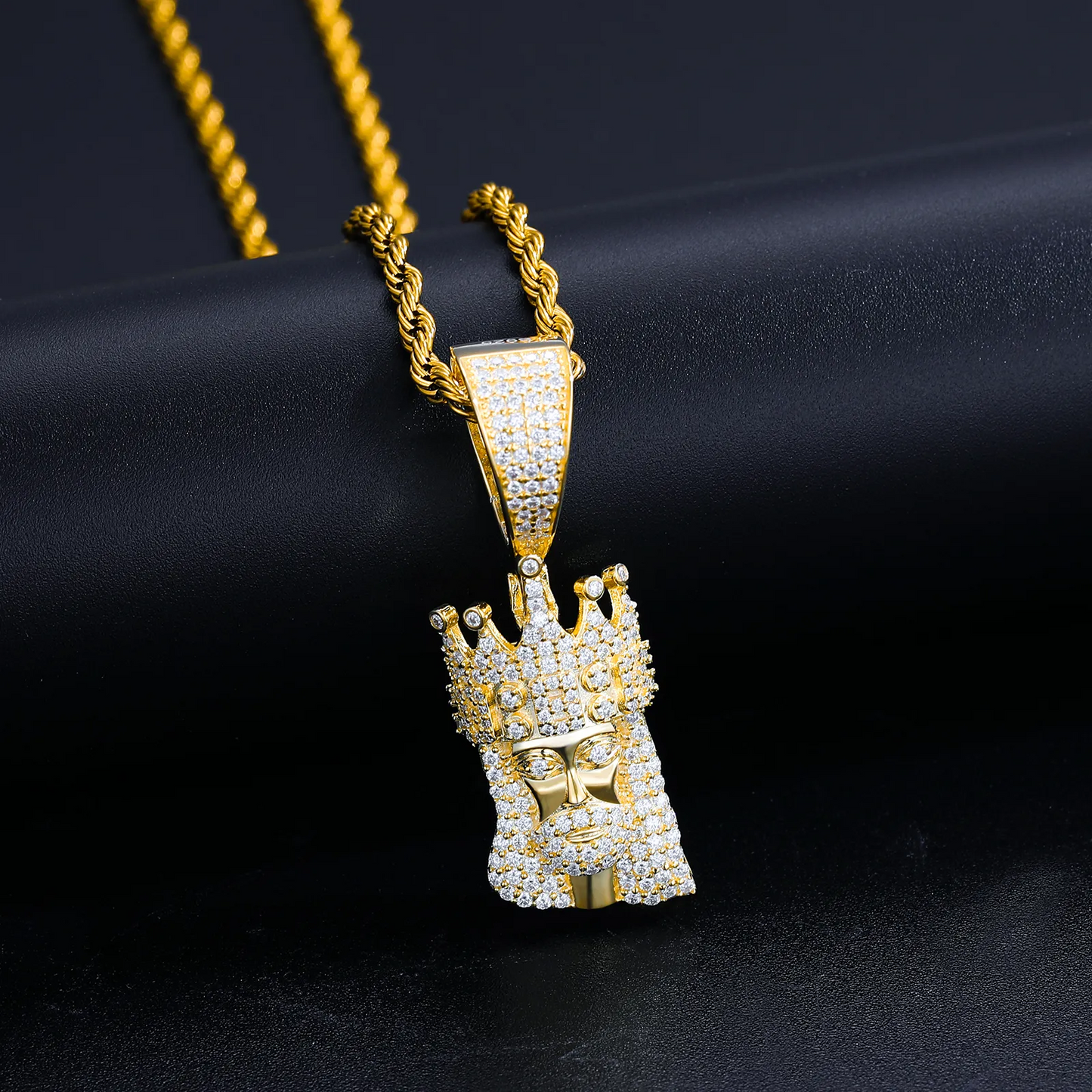 Hip-hop Sterling Silver  Moissanite Iced Out Jesus King Pendant