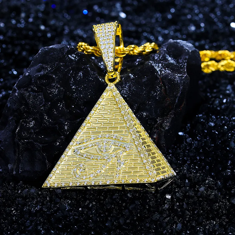 Hip-hop Bling Moissanite Evil Eye Pyramid Pendant