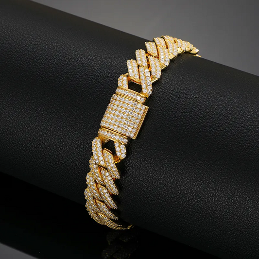 Hip Hop Real Gold Filled Sterling Silver Moissanite Cuban Link Bracelet