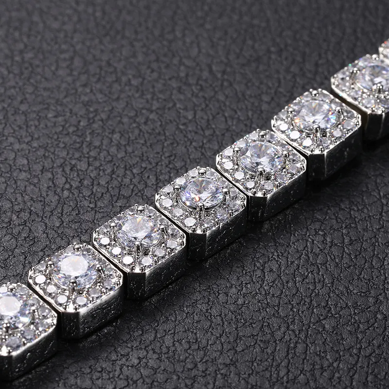 Hiphop  Iced Out  Sterling Silver  Moissanite  Bracelet