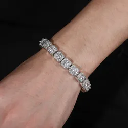 Hiphop  Iced Out  Sterling Silver  Moissanite  Bracelet
