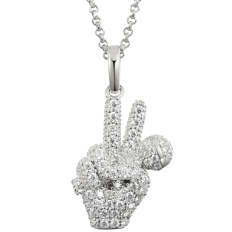 Hip Hop Men Silver Iced Out Moissanite Mic Charm Pendant
