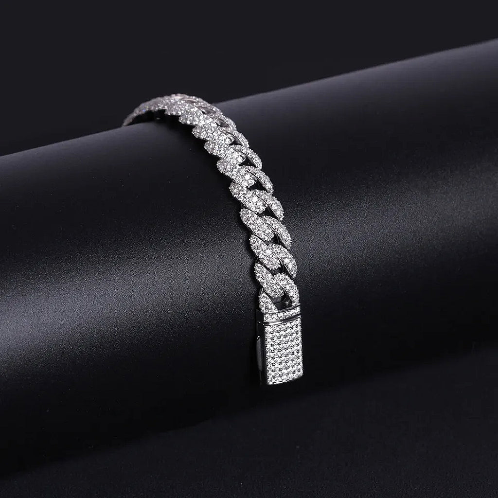 Hip Hop Trend  Silver Moissanite Diamond Bracelet