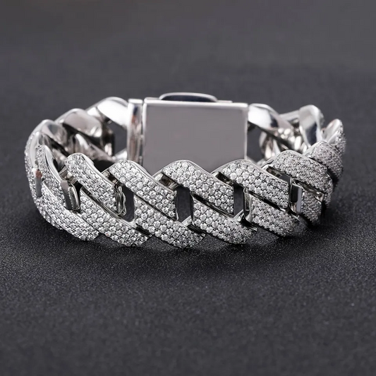 Hip Hop Thick 20mm Moissanite S925 Silver Icy Bracelet