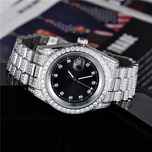 hip-hop heavy industry full diamond steel inlaid zircon watch
