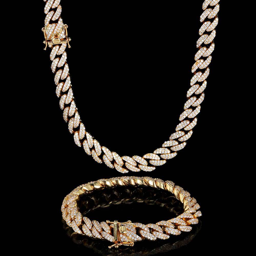 Hip Hop 9mm Double Row Zircon Cuban Necklace