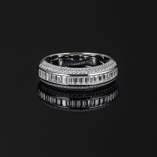 Hip Hop Trend S925 Sterling Silver Moissanite Rectangular Cut Ring