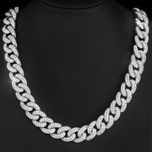 Hip Hop  Silver Moissanite Cuban Necklace