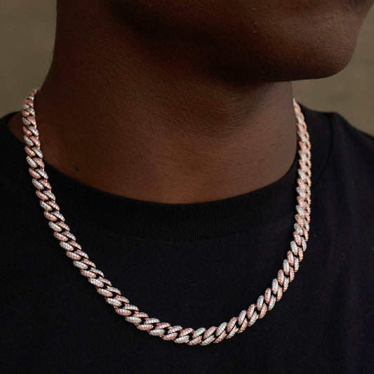 hip-hop trend 8.5mm two-color S925 silver moissanite Cuban necklace