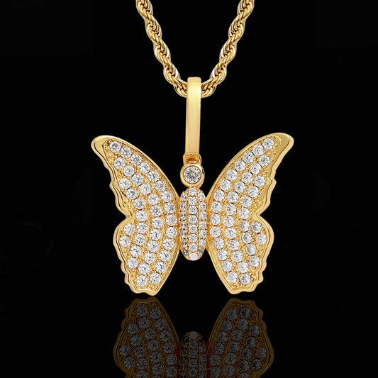Hip Hop Copper Inlaid Zircon Small Butterfly Pendant