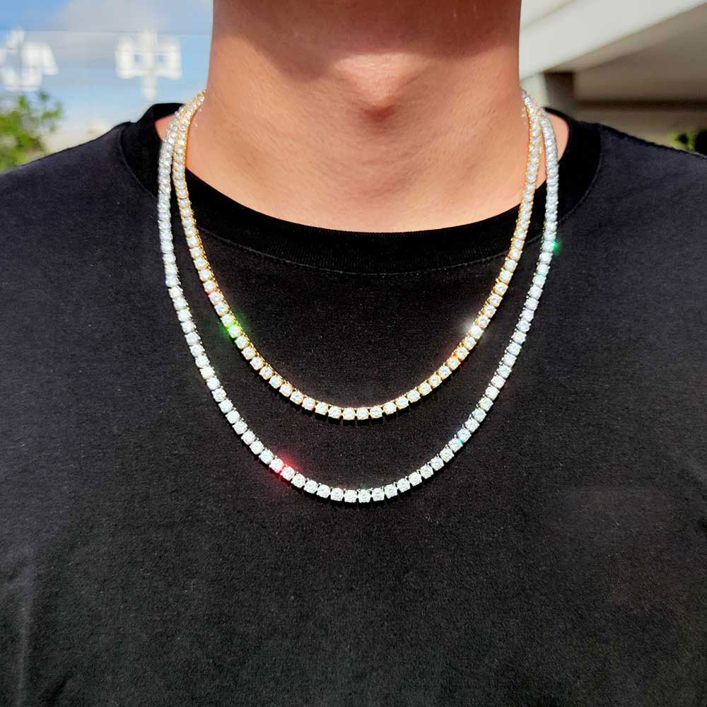 Hip-hop 4mm stainless steel tennis necklace