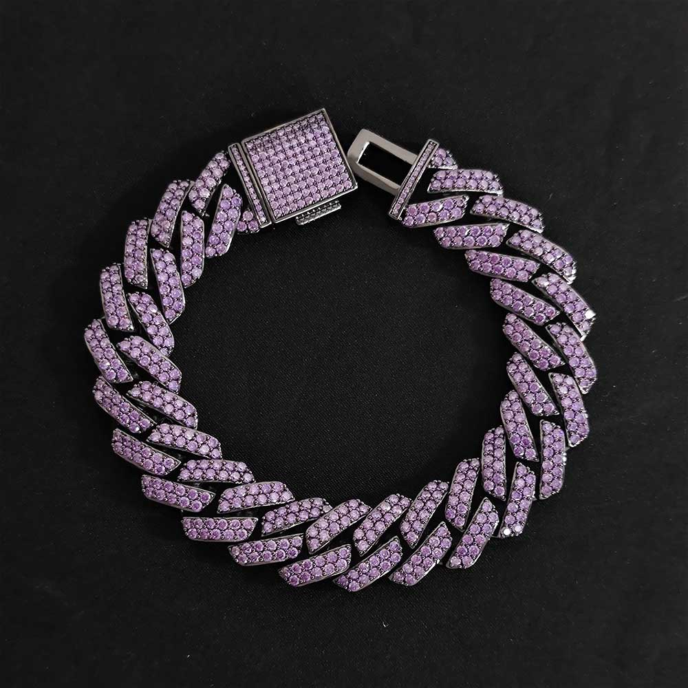 15mm purple zircon diamond hip hop Cuban chain