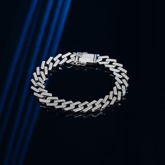 diamond zircon men inlaid hip-hop trendy bracelet