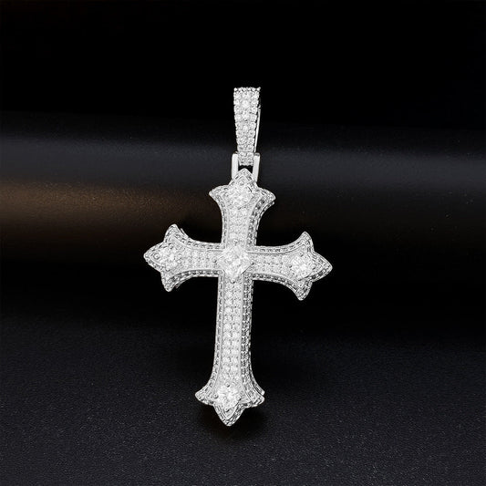 Europe and America Personalized New Copper Inlaid Zircon Cross Pendant