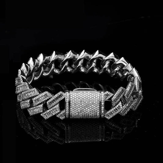 European and American trendy 18mm square inlaid zircon men's bracelet