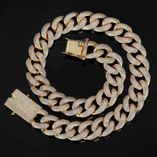 jewelry hot sale hip hop 18mm three rows full diamond Cuban necklace