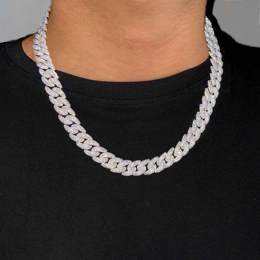 Hip Hop 15mm Moissanite  S925 Silver Fashion Trend Necklace