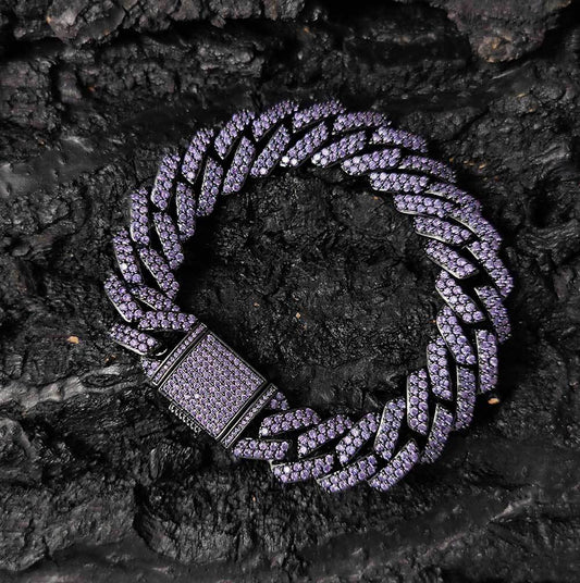 Hip Hop Double Row Copper Inlaid Zircon Purple Diamond Bracelet