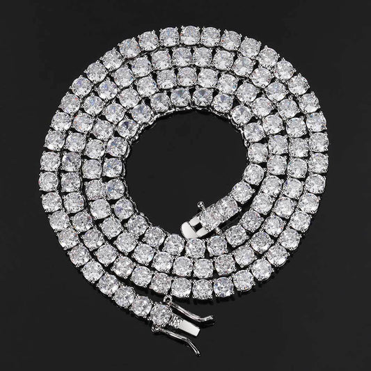 men's trendy brand personality copper inlaid zircon tennis Necklace/Bracelet