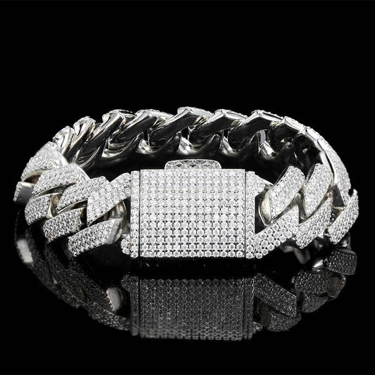 hip-hop 18mm rhombus three-row zircon Bracelets