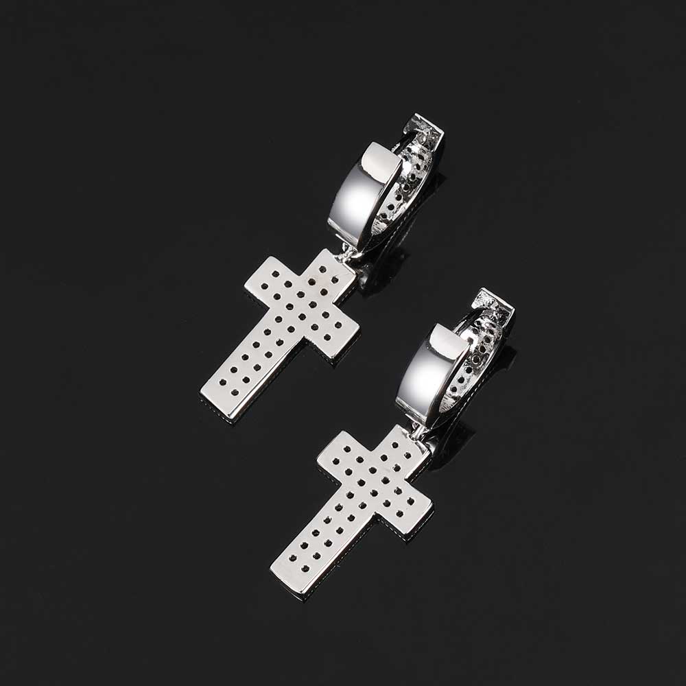 hiohop micro-inlaid zircon cross earrings