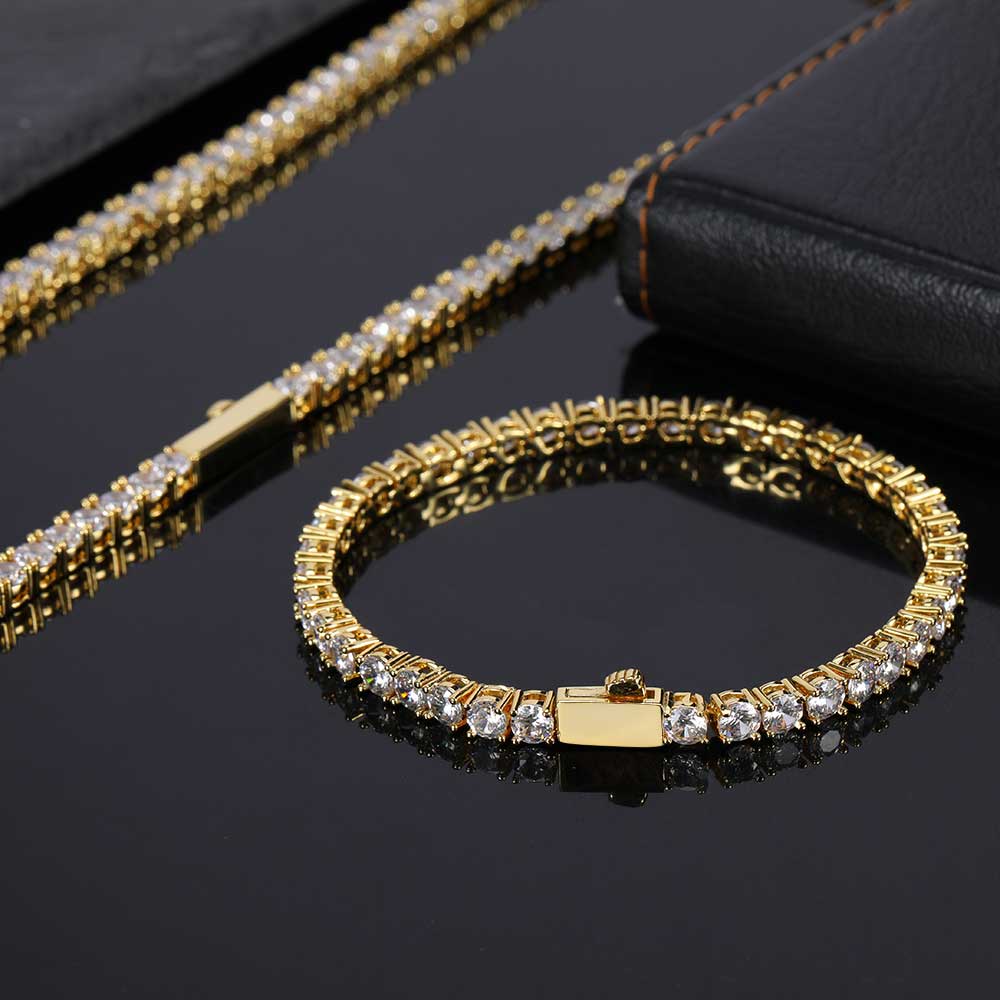 trendy brand spring buckle tennis chain zircon necklace