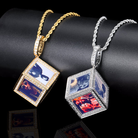 hip-hop jewelry cube memory photo pendant