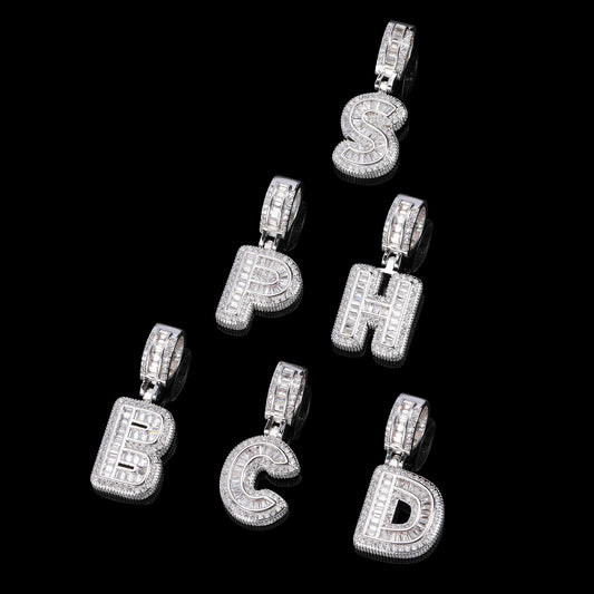 hip hop small rock sugar zircon English letter pendant