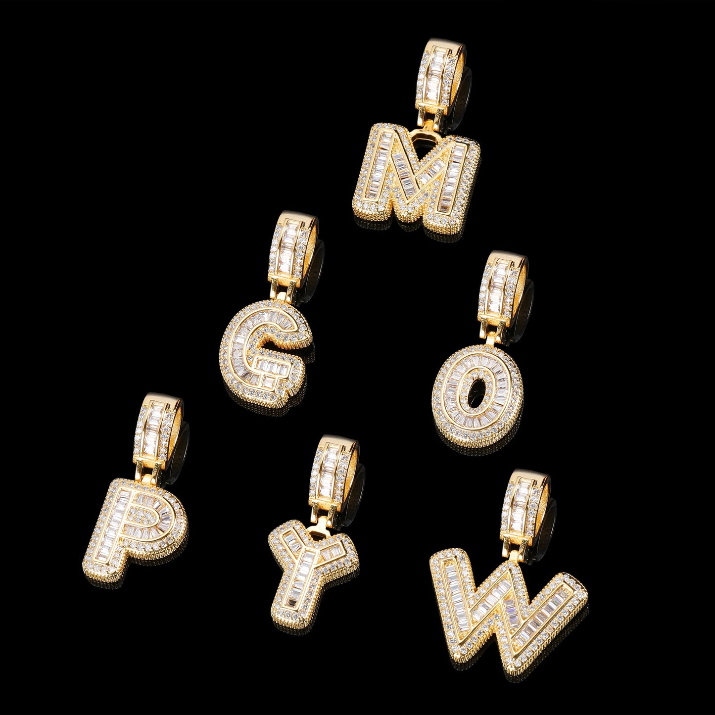 hip hop small rock sugar zircon English letter pendant