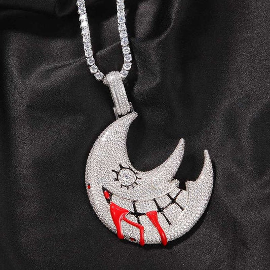 hip-hop moon trippie redd same style exaggerated funny zircon pendant
